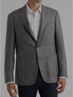 Canali Kei Trim Fit Shadow Plaid Super 130s Wool Sport Coat
